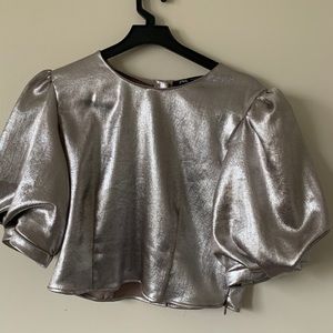 Zara shimmer gold crop top